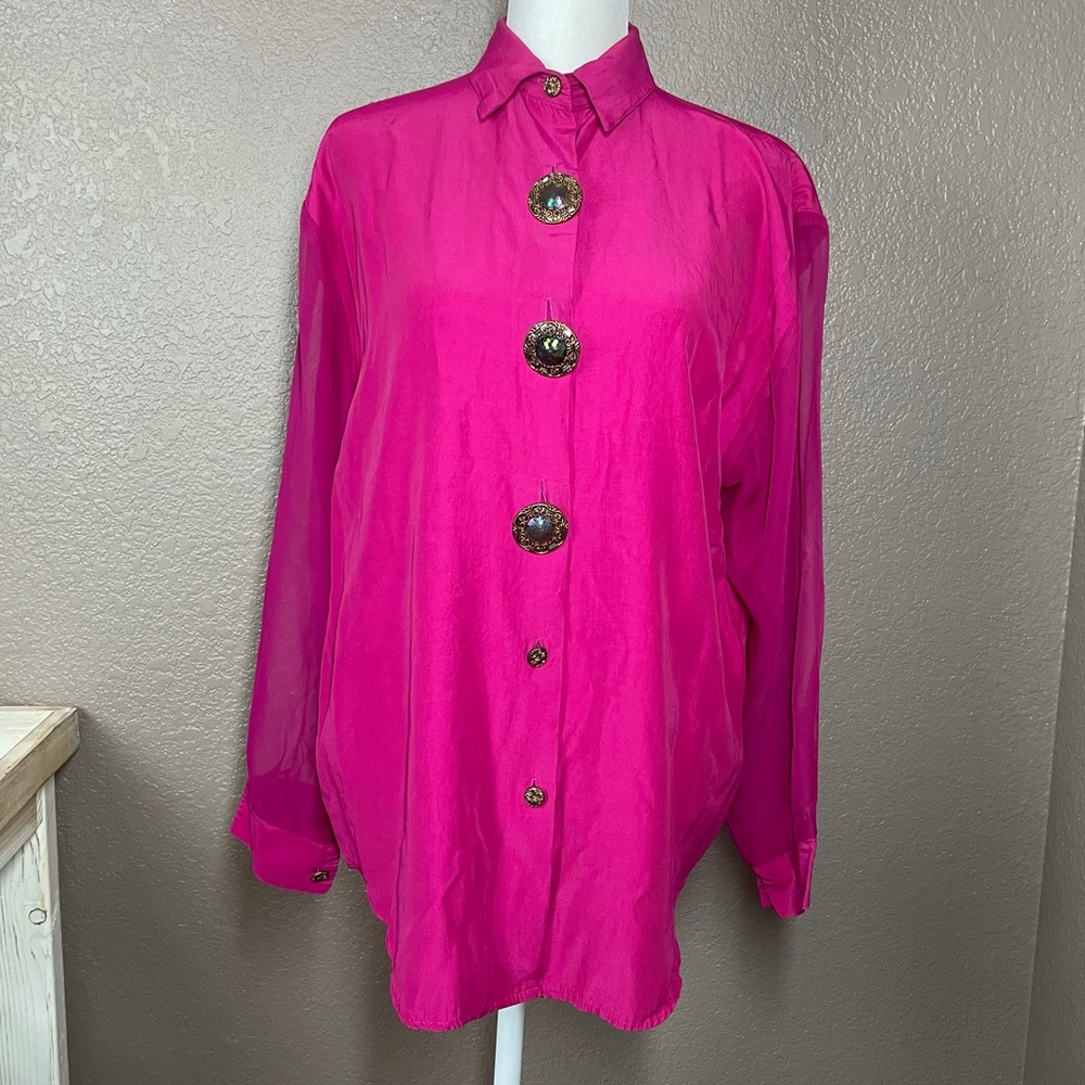 VTG 90s Judy Knapp Sheer Sleeve Blouse